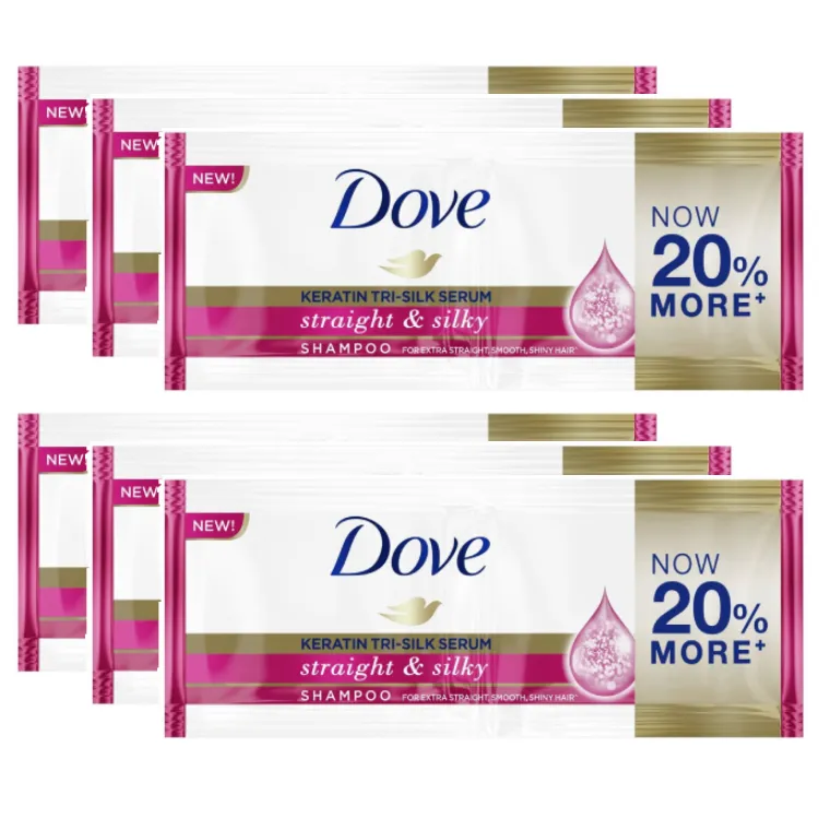 Dove Bio-Keratin Straight & Silky Shampoo 13.5ml x 6s