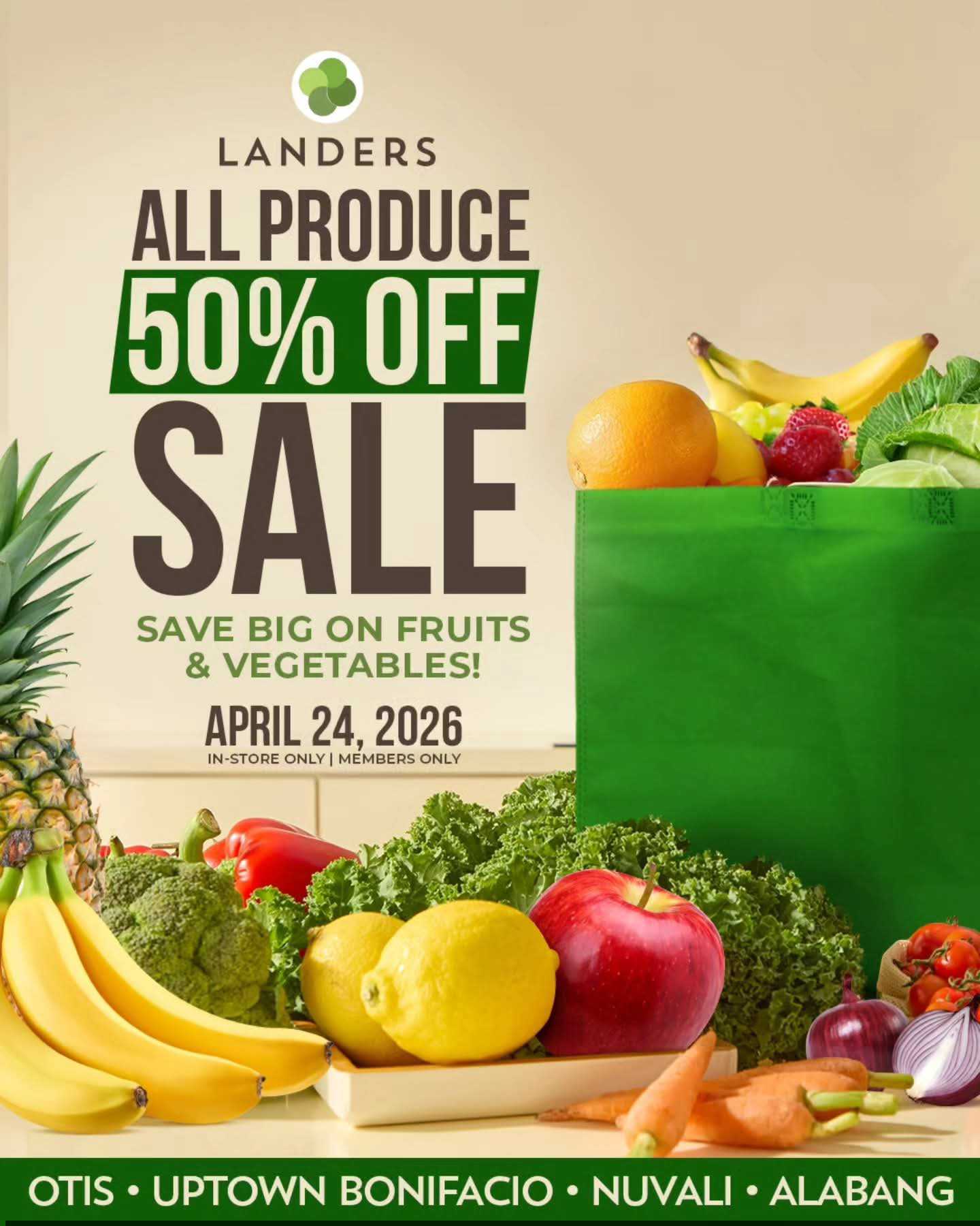 Landers 50% Off Fruits & Vegetables