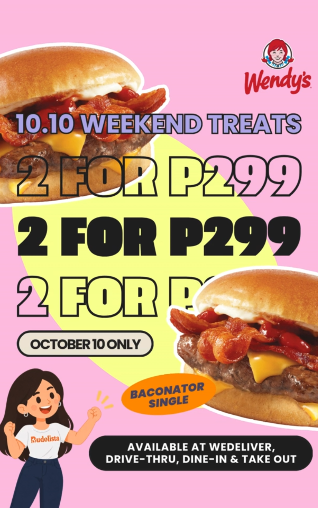 2 BACONATOR SINGLES FOR ₱299 AT WENDY'S?!