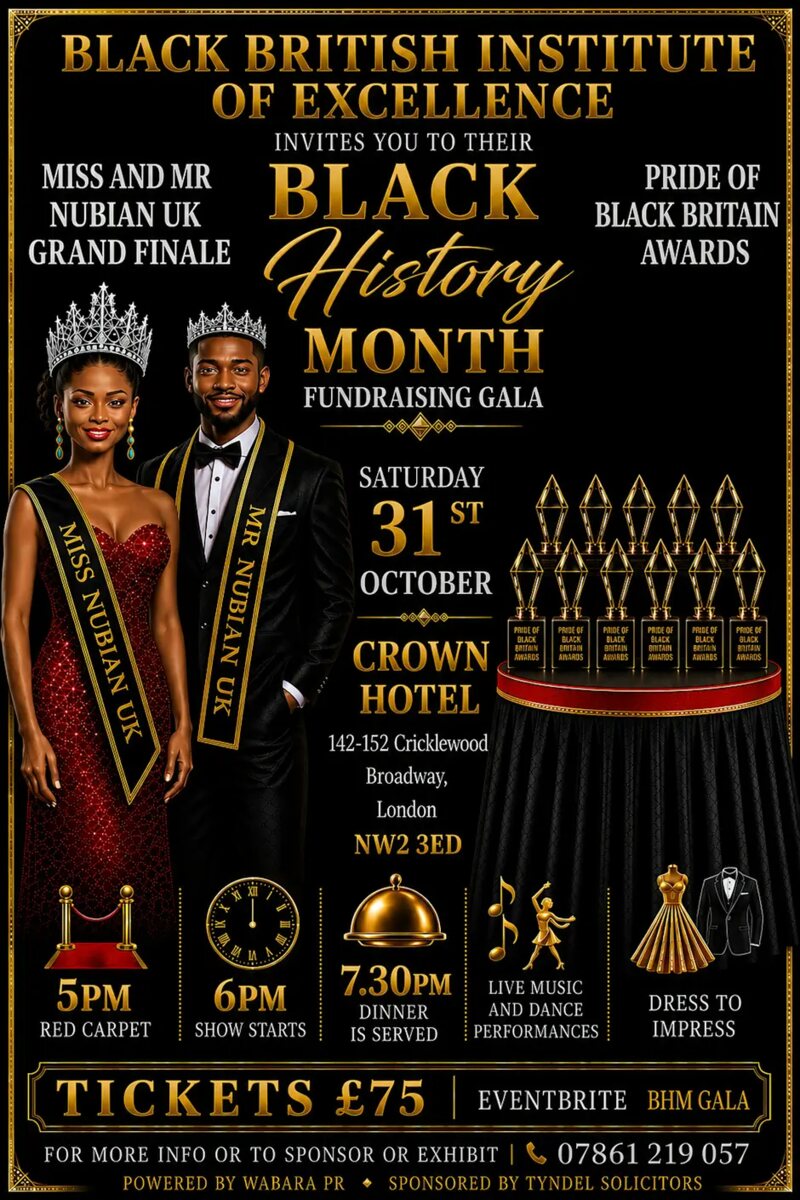 BHM Gala: Miss and Mr Nubian UK and the Pride of Black Britain Awards