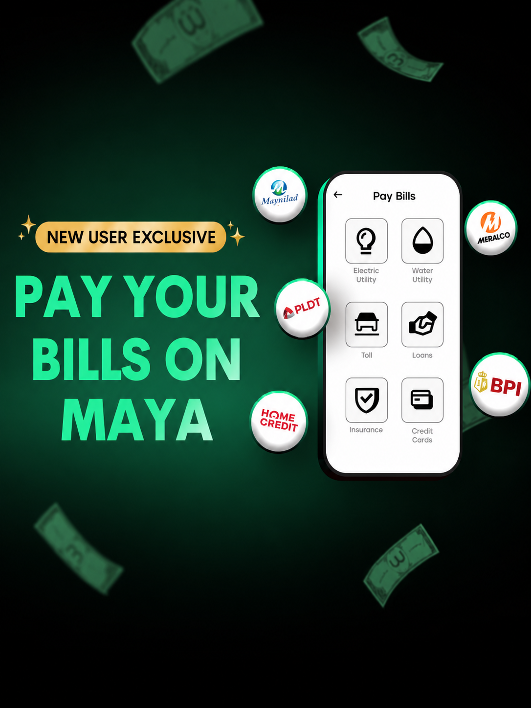 Up to ₱1,000 cashback sa first bill payment mo